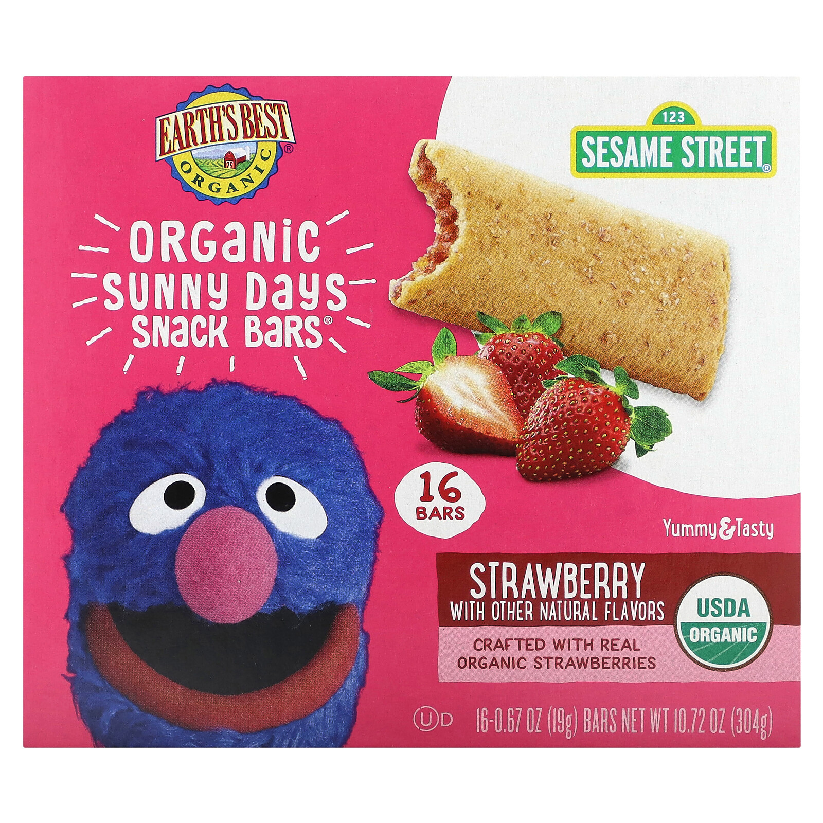 Organic Sunny Days Snack Bars, 2 Years and Up, Strawberry, 16 Bars, 0.67 oz (19