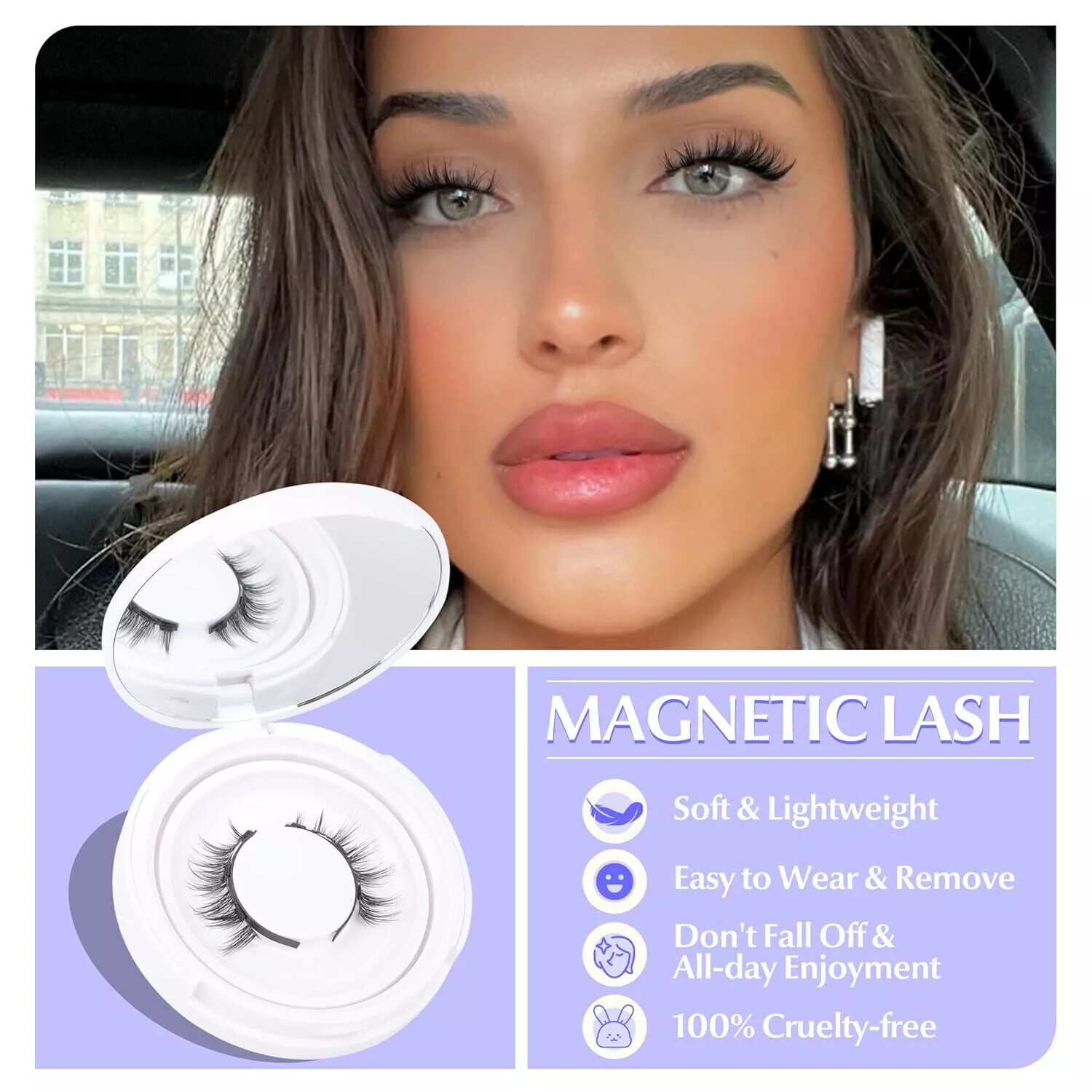 Reusable Magnetic Eyelashes with Applicator No Glue Needed Natural Lashes Kit US