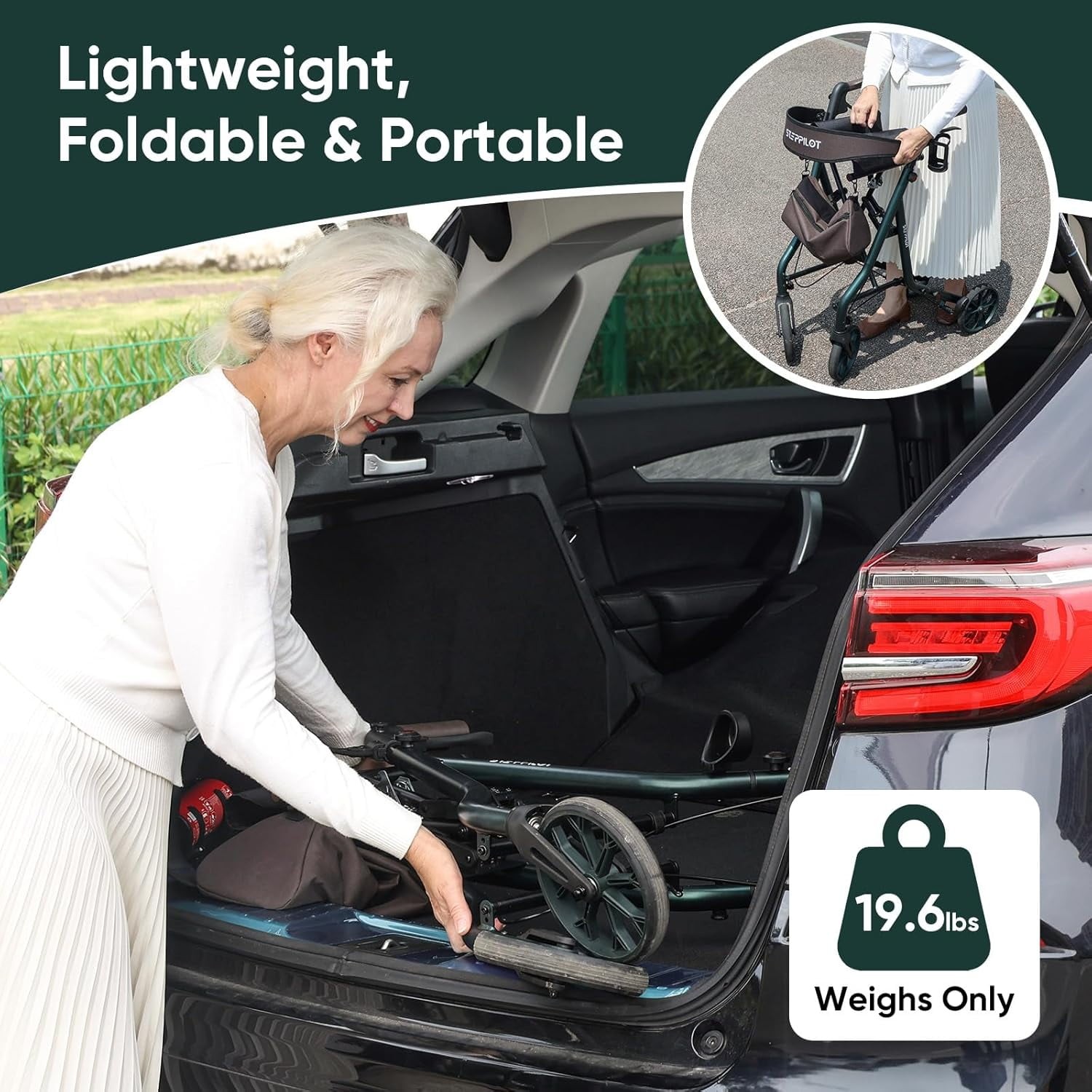 Foldable Rollator Walker Rolling Walker with Seat for Seniors Max 300 Lb Limit