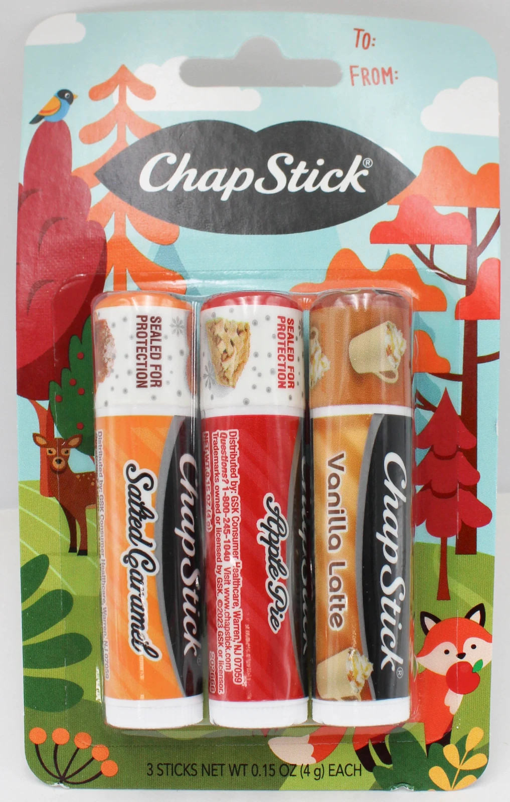 12 CHAPSTICK FALL COLLECTION Apple Pie, Salted Caramel, Vanilla Latte
