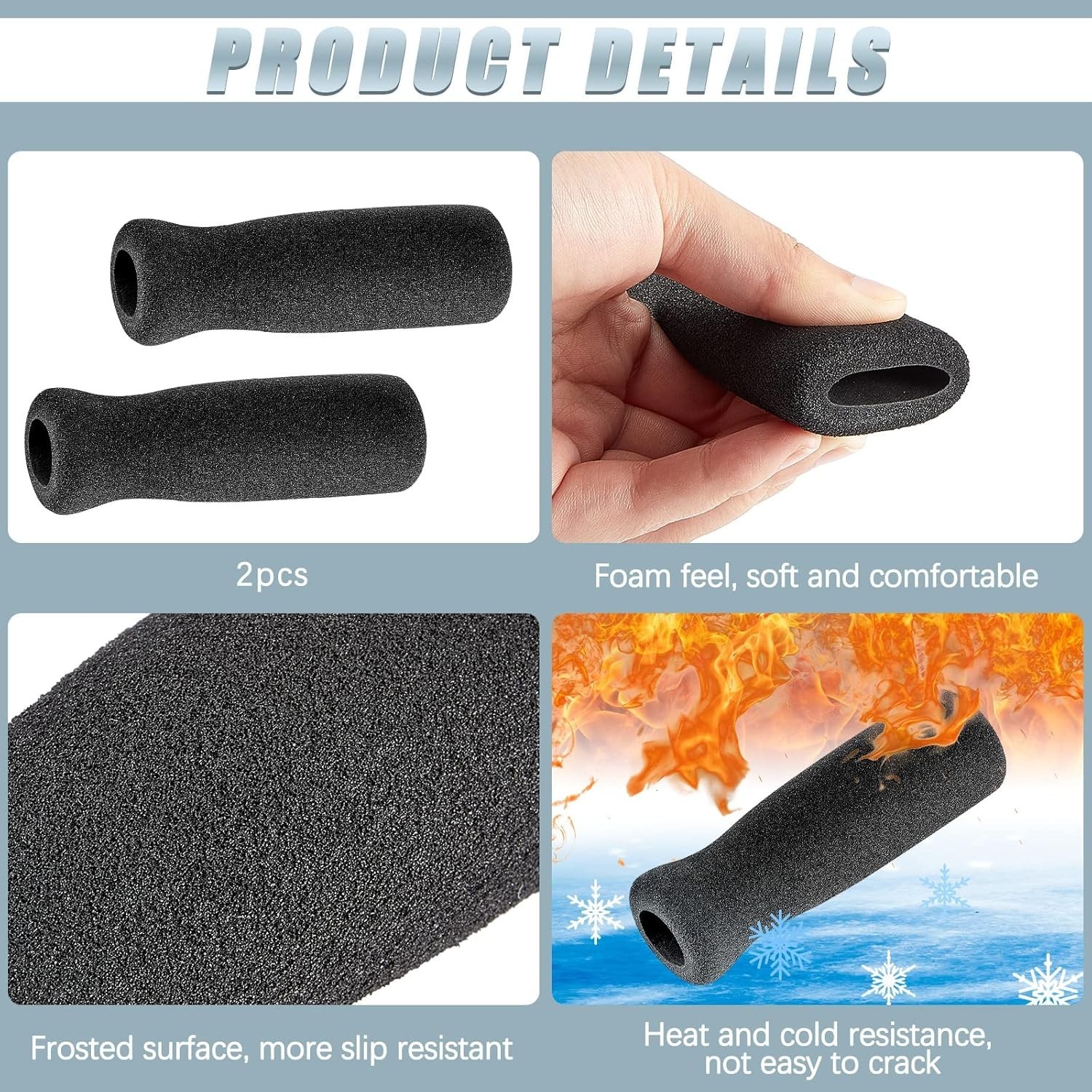 Black Foam Cane Grip Replacement – Anti-Slip and Shock Absorbing for 4.53″