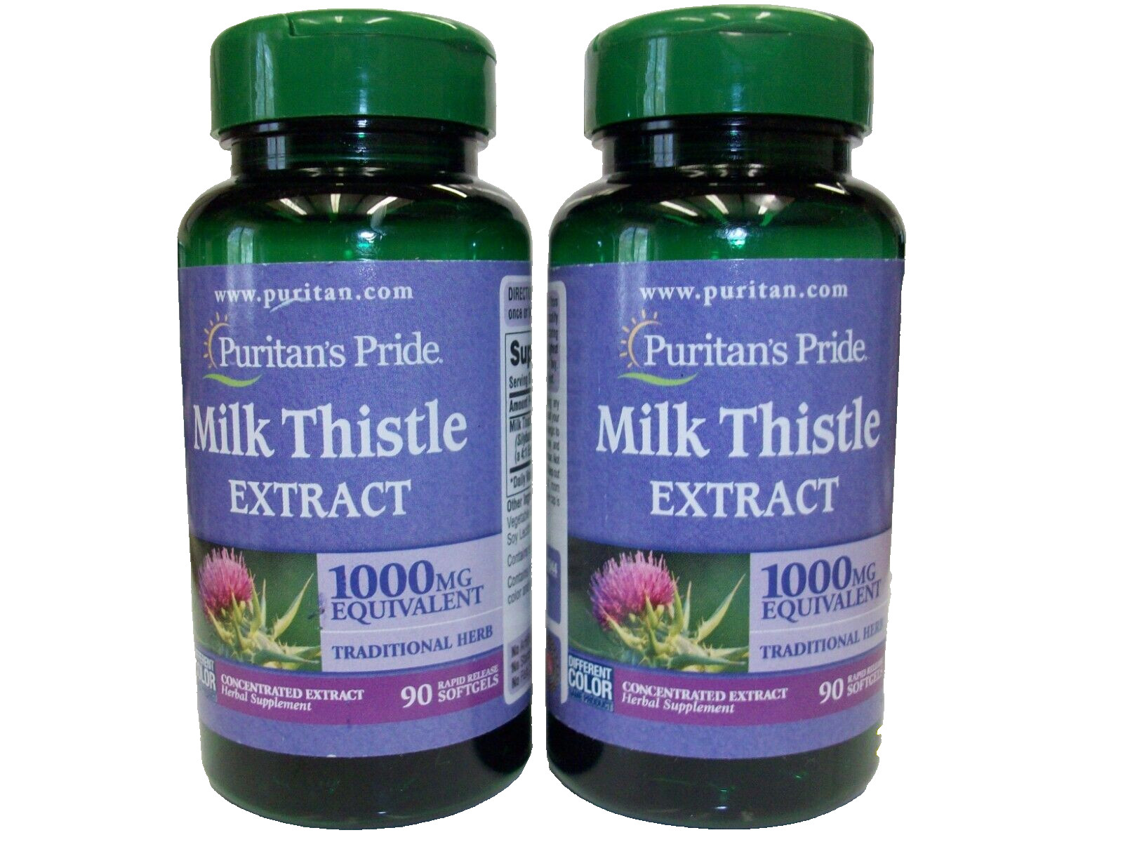 Puritan’s Pride Milk Thistle Extract 1,000 mg 90 Softgels Pack of 2