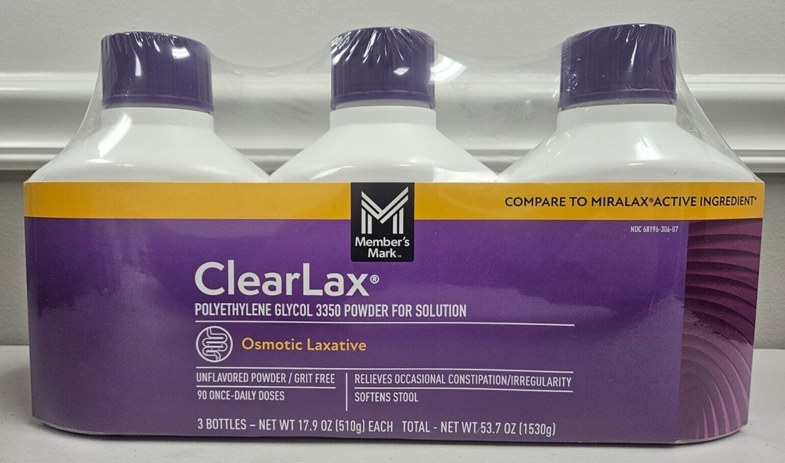 Member’s Mark 3 x 17.9 oz ClearLAX Osmotic Laxative Polyethylene Glycol Exp 4/27