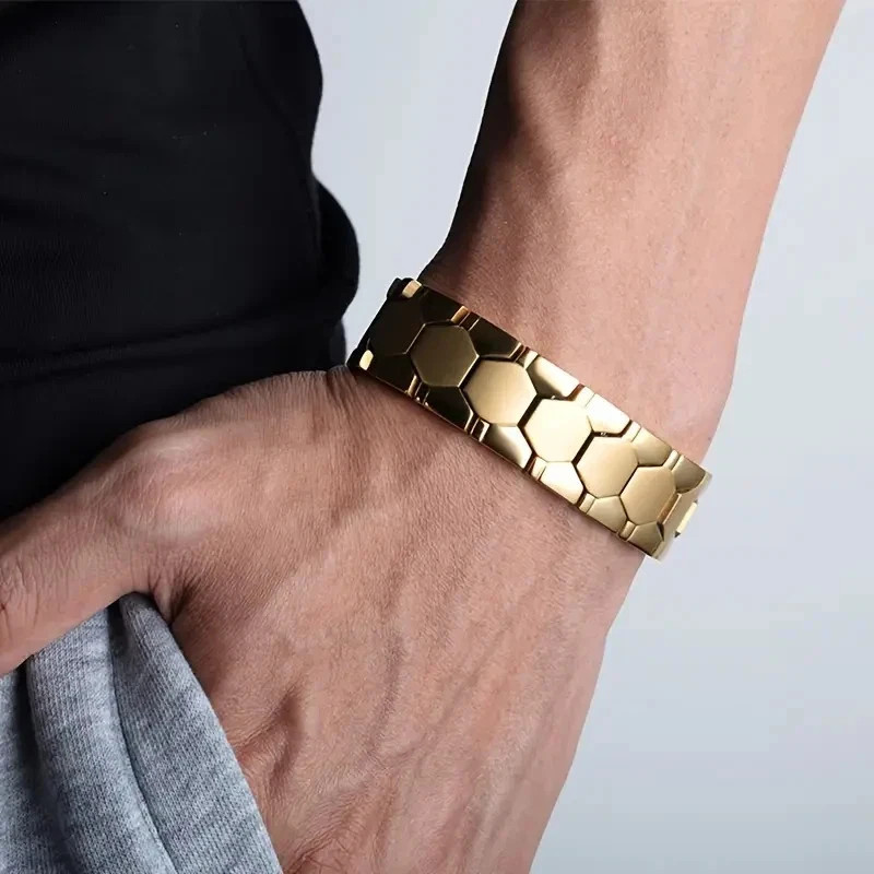 2× Men’s Magnetic Therapy Bracelet Stainless Steel 2 Row Strength Magnets USA