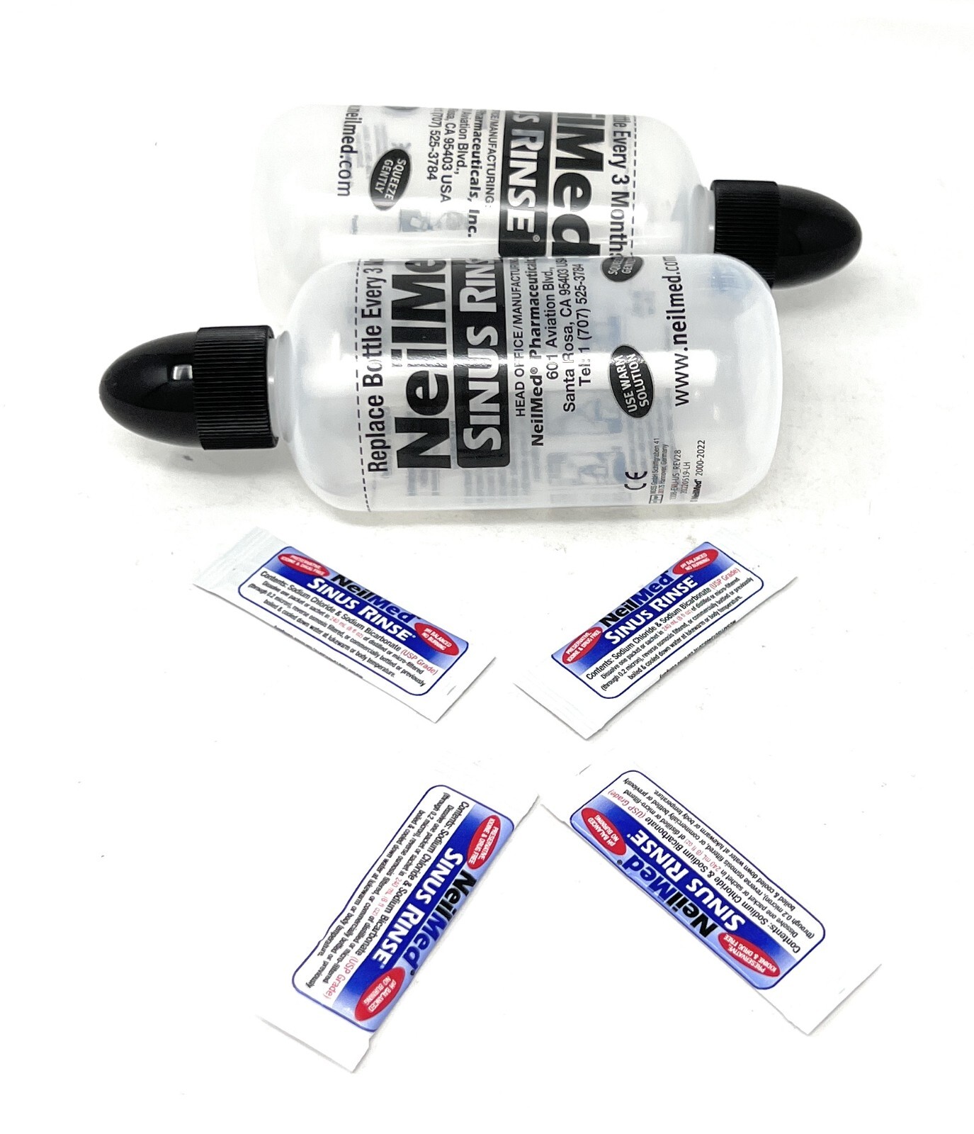 NeilMed Sinus Rinse 2 Bottles 8 oz + 4 Packet Exp: 11/2026 Natural Sinus Relief