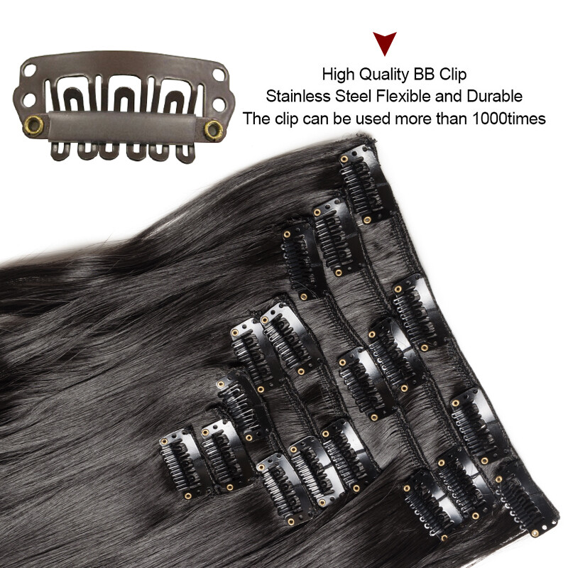Thick Full Head Clip in 8 Pieces 18 Clips Hair Extensions As Human Long Straight