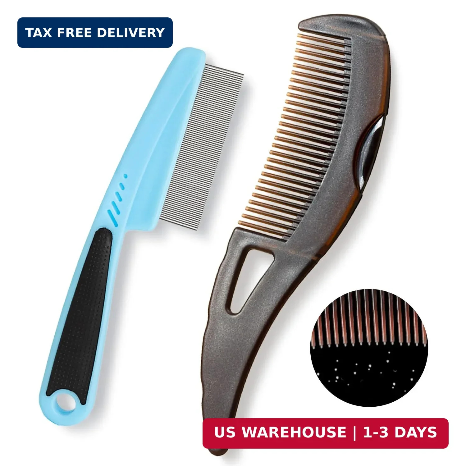 Dandruff Comb, Stainless Steel Fine Tooth Lice/Flea Comb, Psoriasis Comb, Scalp