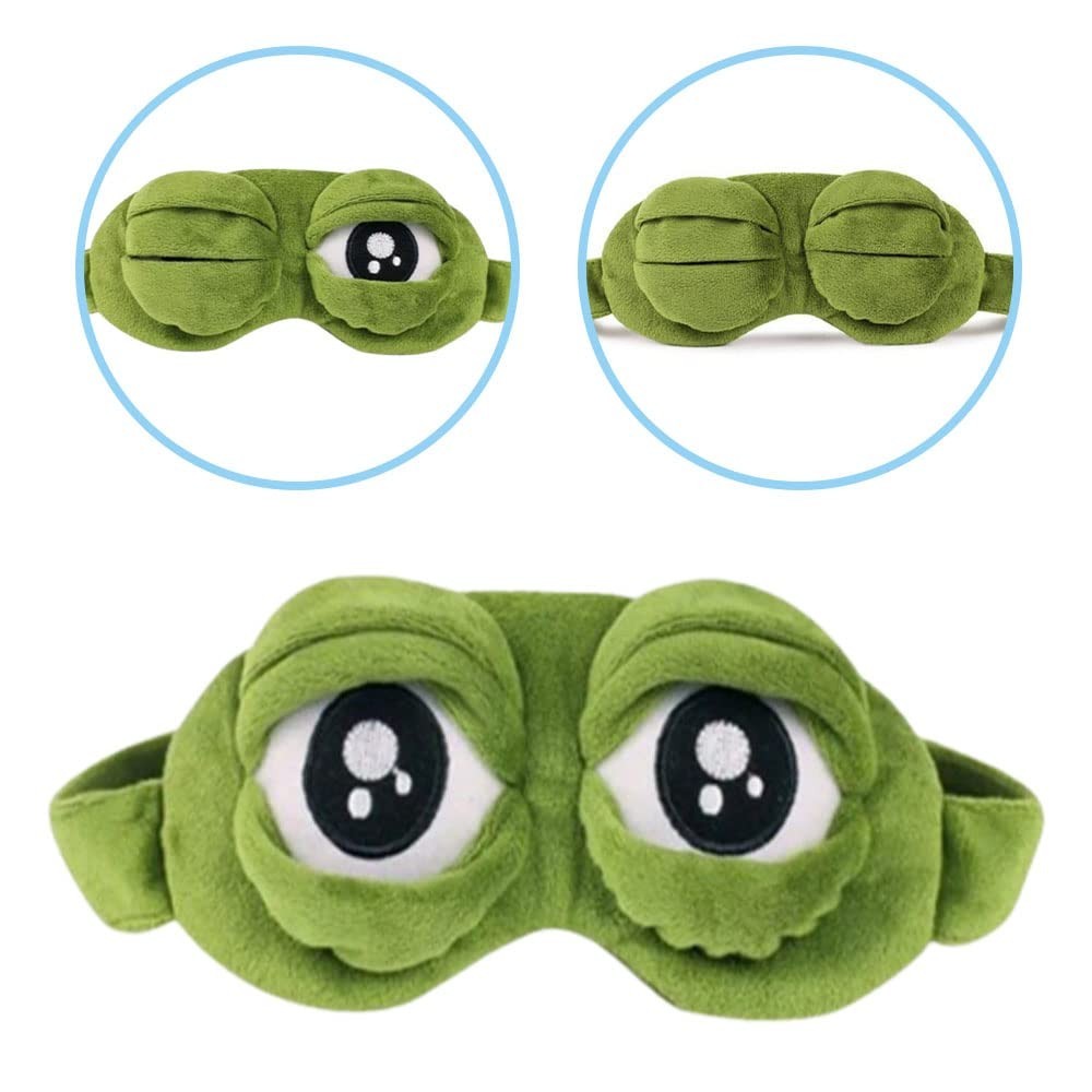 3D Frog Sleep Mask Funny Cartoon Eyeshade Cover Soft Travel Blindfold Sleep Aid