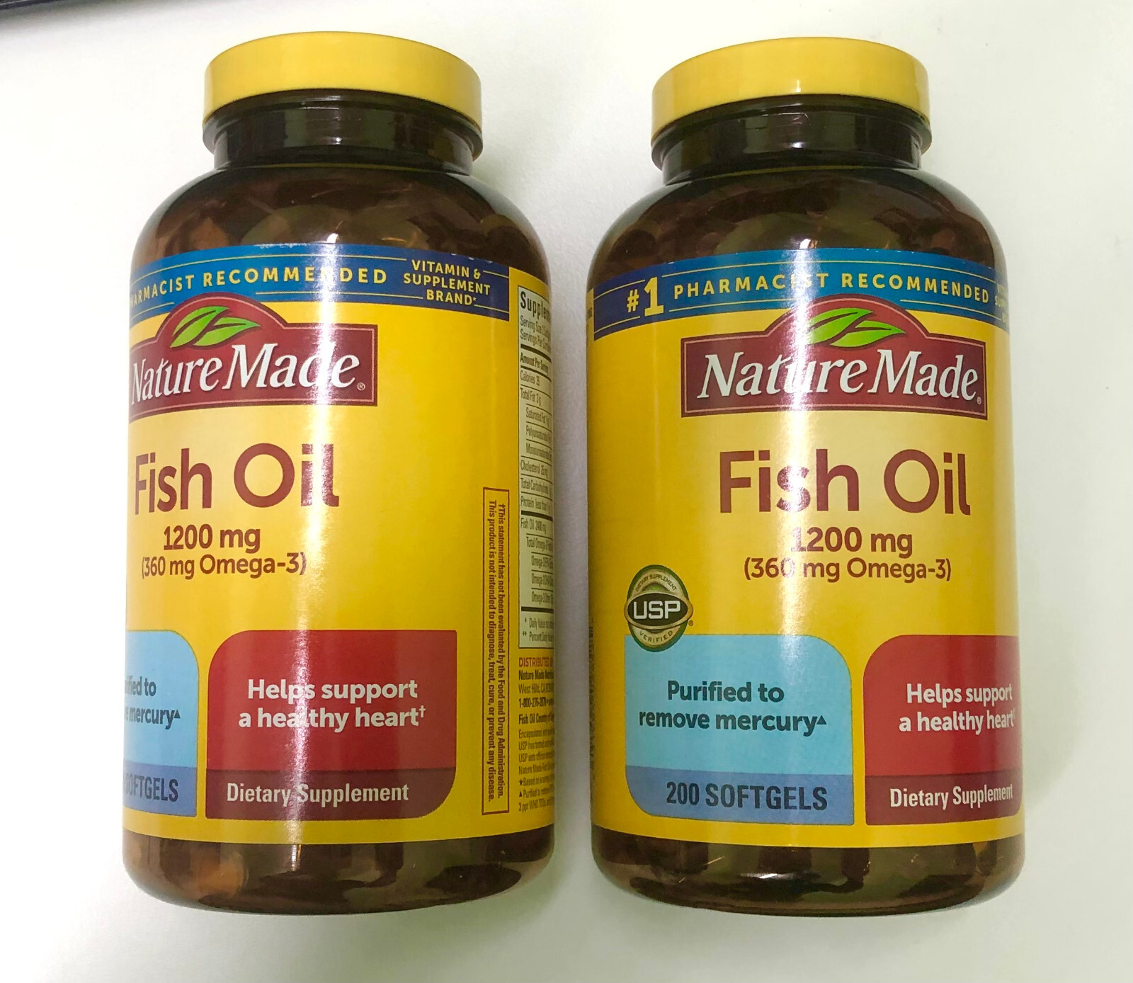Nature Made Fish Oil 1200 mg, 200 Softgels Each, (Pack of 2), Total 400 Softgels