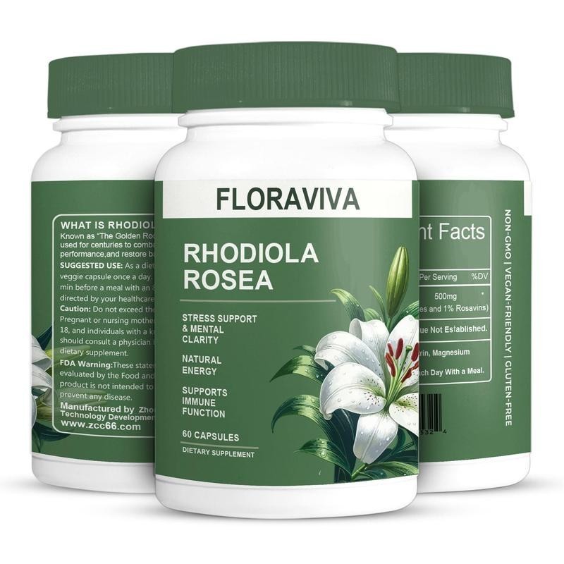 Floraviva Rosea 500mg by Rhodiola – 60 Vegan Capsules designed for Stress, En…
