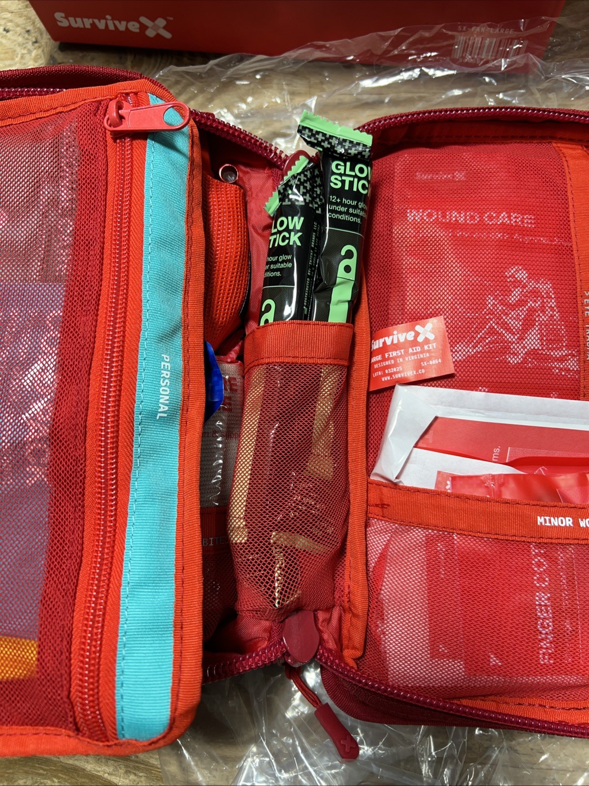 SurviveX Large First Aid Kit Color Coded for Car Travel Home Camping Backpack