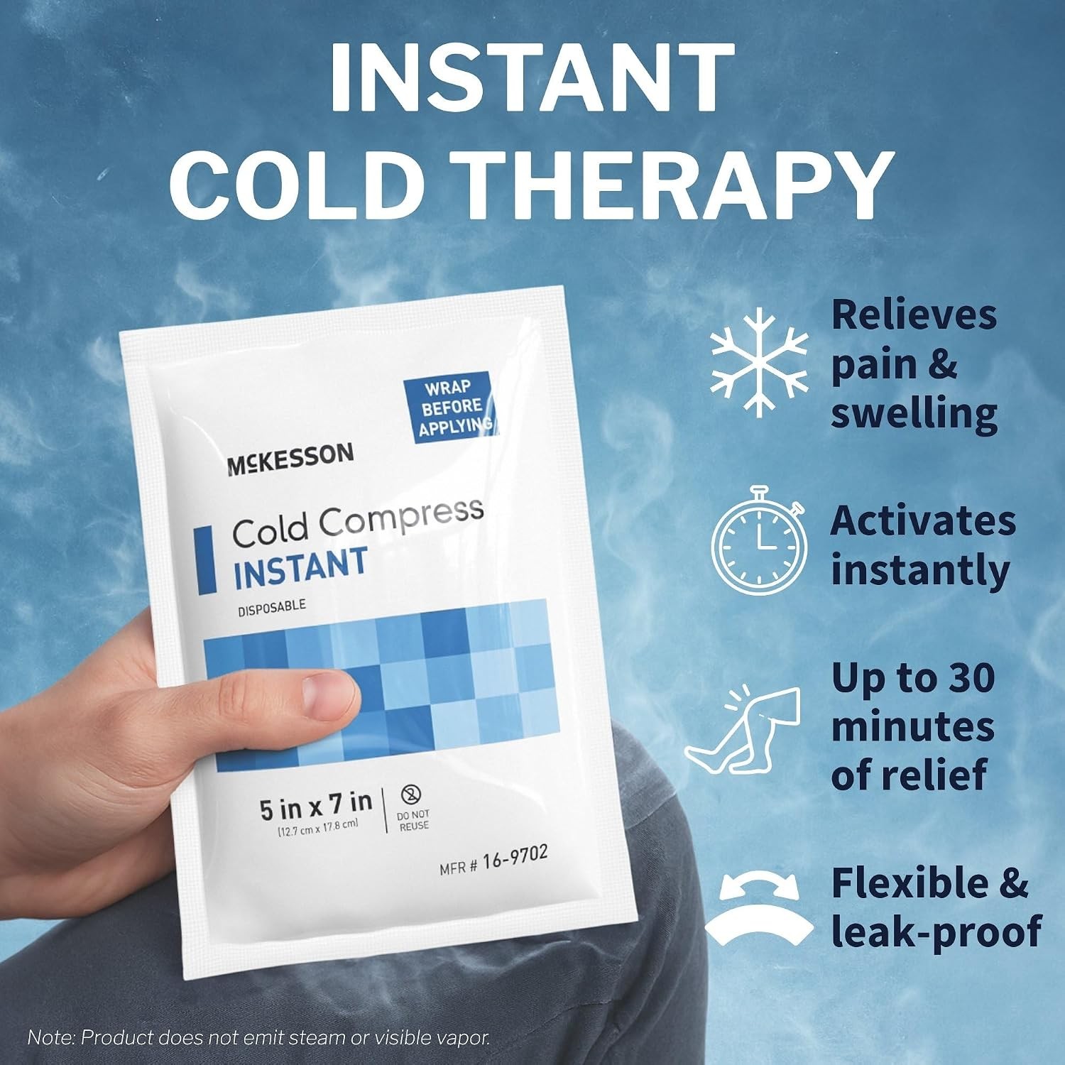Instant Cold Packs for Injuries McKesson 5″ x 7″ Reusable Cold Therapy Packs