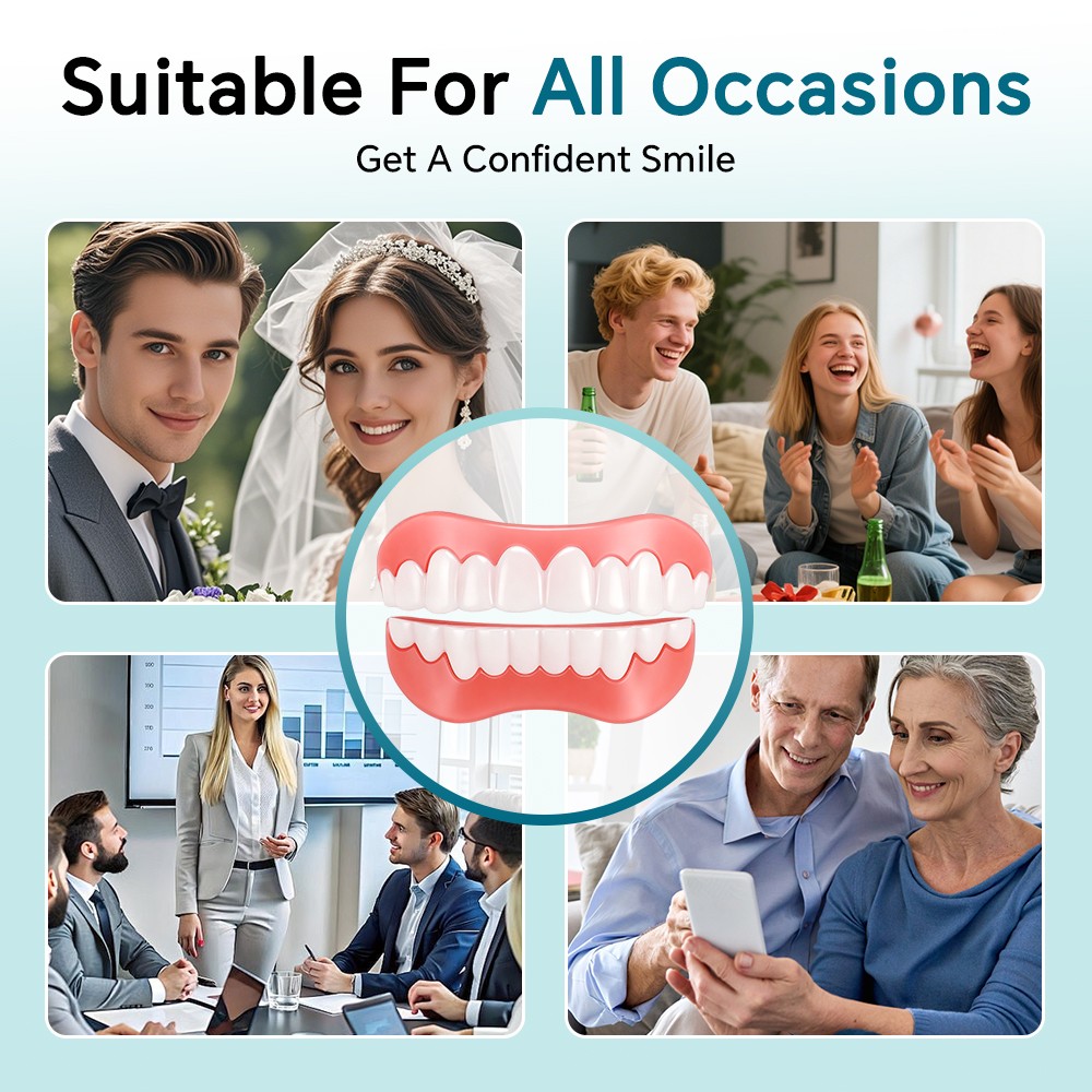 Modified Silicone Denture Kit Veneers Dental Tooth Cover Snap False Teeth Set US