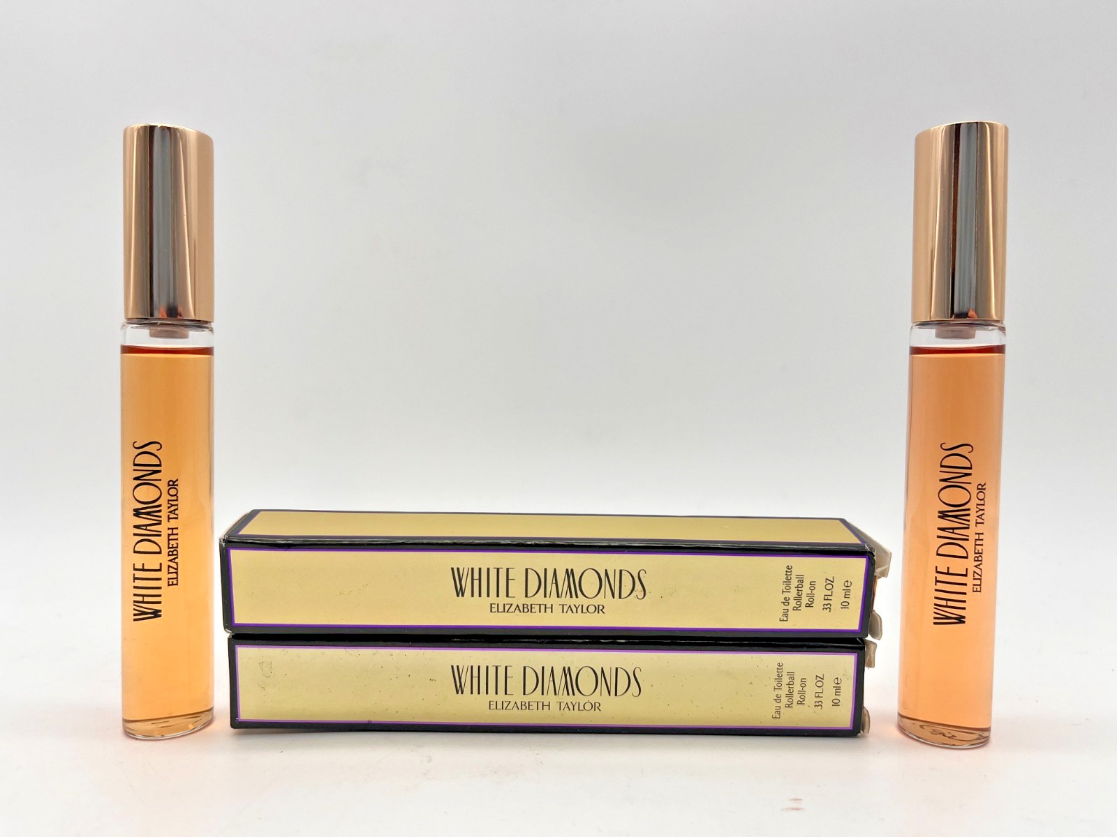 2x WHITE DIAMONDS by ELIZABETH TAYLOR EDT ROLLERBALL 0.33oz EA SEALED MR 1311