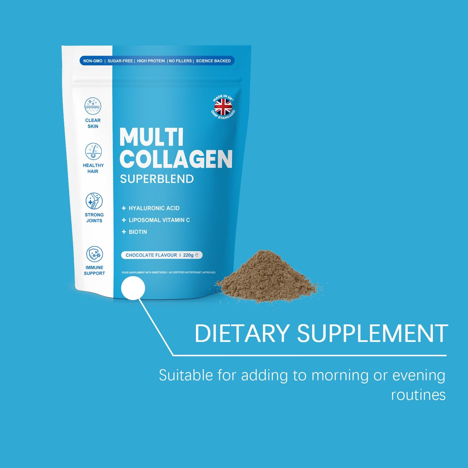 Elavate CHOCOLATE 220g Multi Superblend Collagen Elevate Sealed Collagen Powder