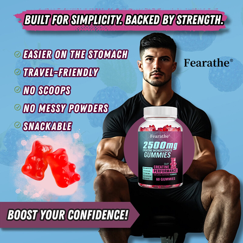 Creatine Monohydrate 2500mg- Increase Strength & Build Muscle, 60 Gummies