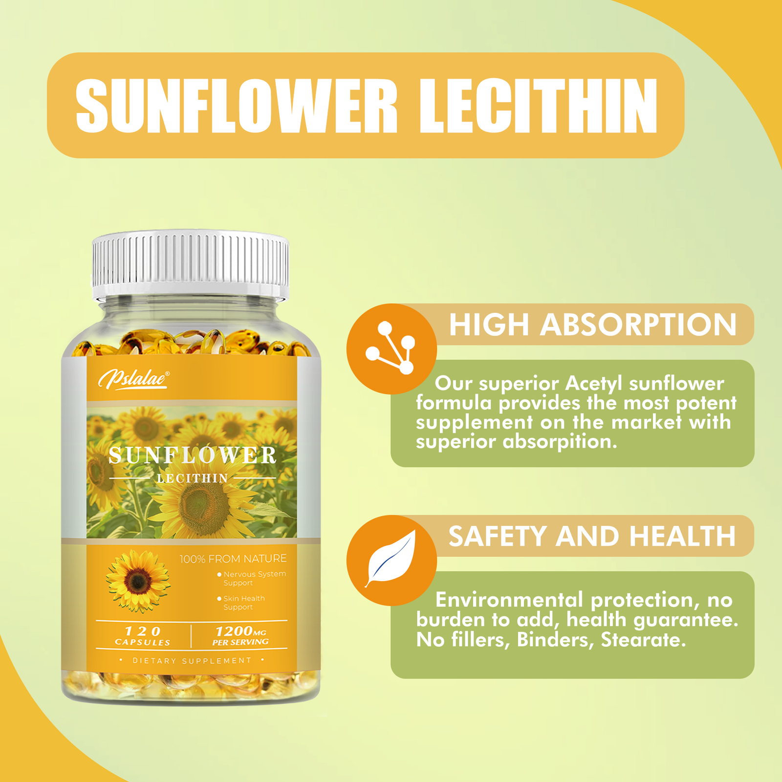 Sunflower Lecithin Capsules – Antioxidant, Liver Health & Nervous System Support