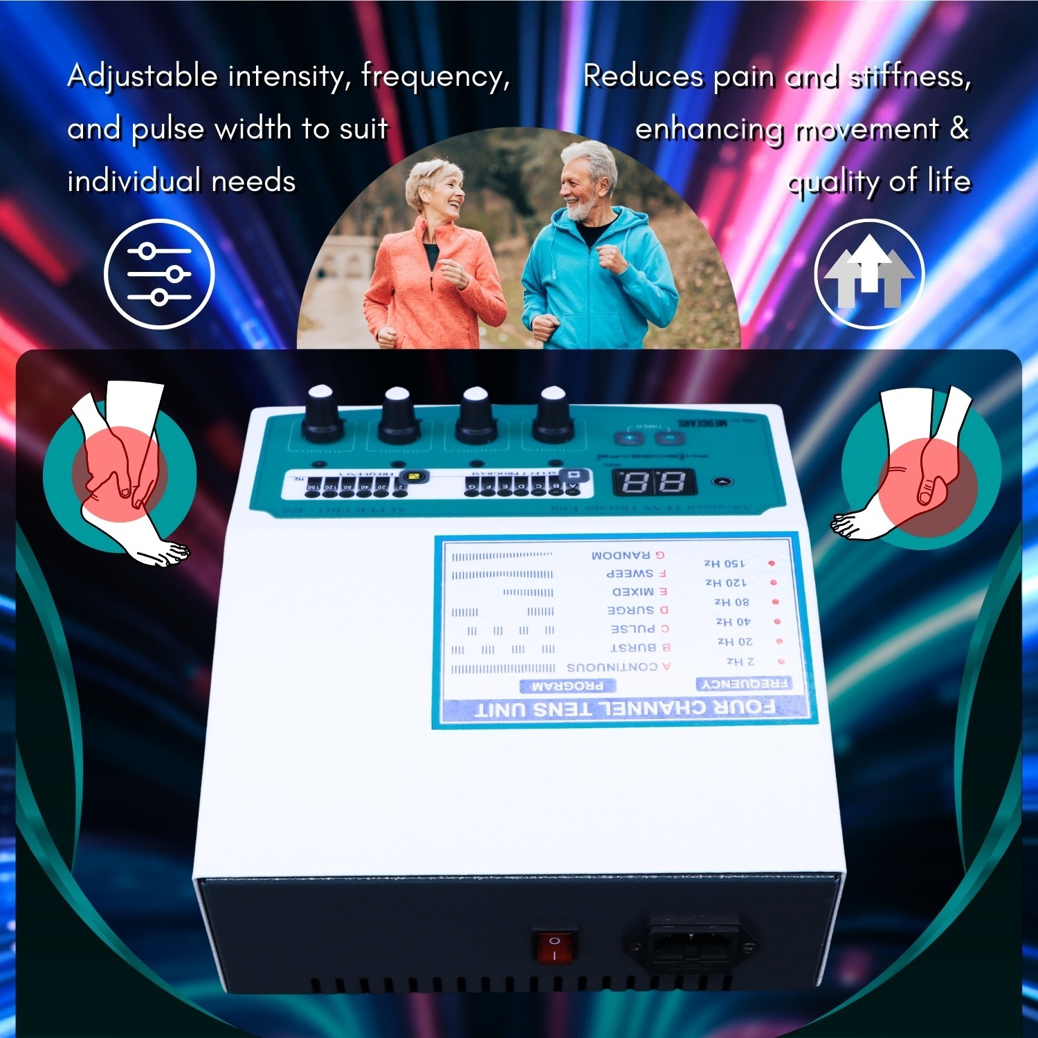 Physiogears Super Pro 400 Four Channel TENS Physiotherapy Machine Digital Pain