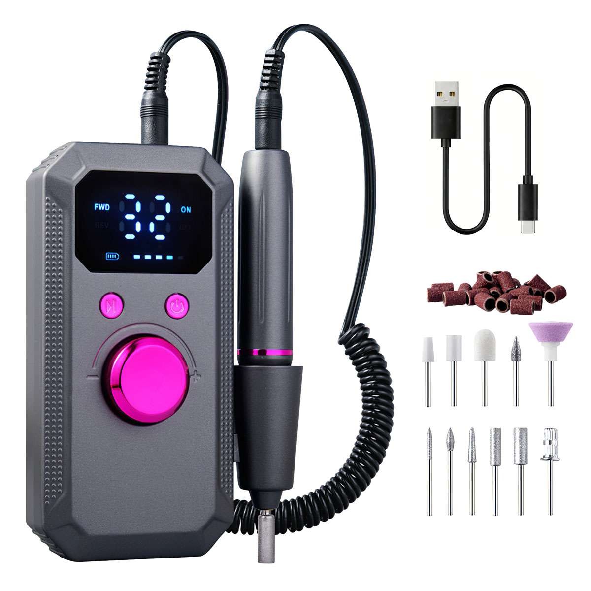 Rechargeable Electric Nail Drill Machine Portable Manicure Pedicure Kit 45000RPM