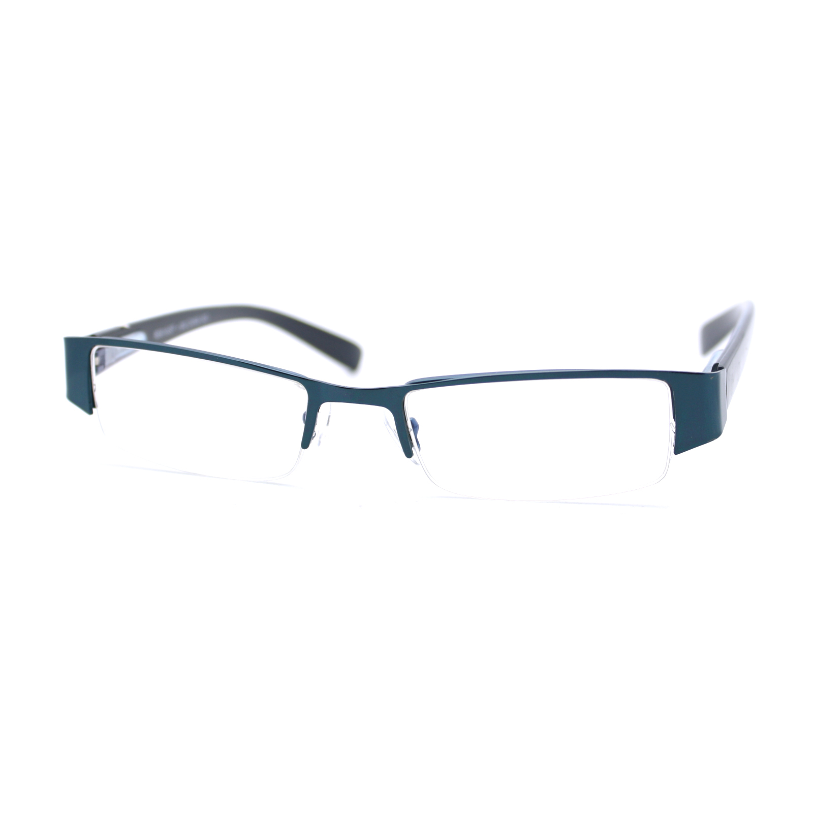 Magnified Reading Glasses Rectangular Half Rim Spring Hinge Frame 48-18-132