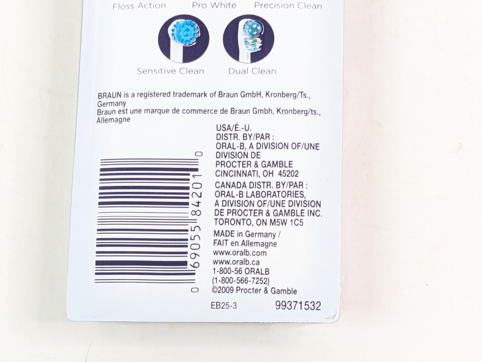 Oral B Triumph Floss Action Replacement Brush Heads EB25-3, 3 Count New