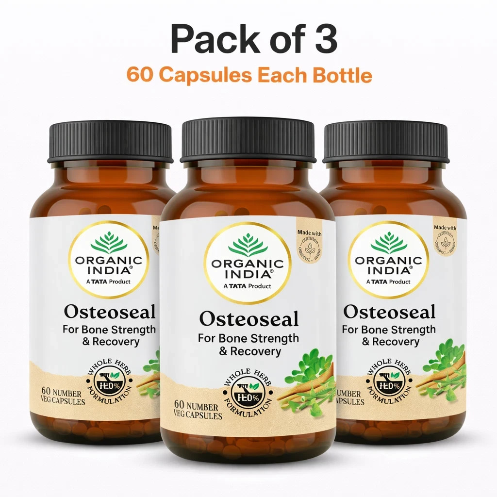 3 x Organic India Osteoseal 180 Caps For Bone Health (Herbal Calcuim & Minerals)