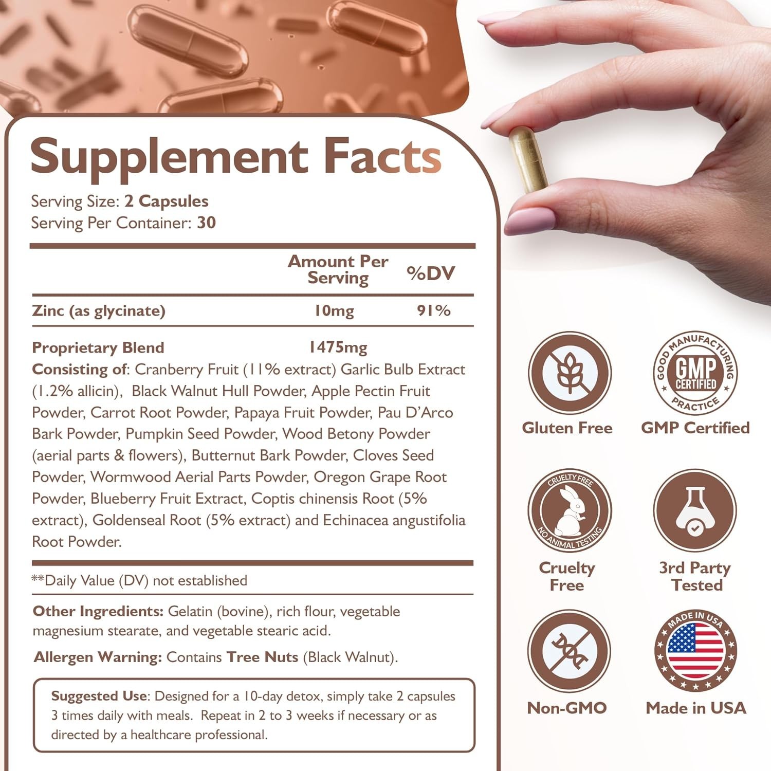 ParaComplex Intestinal Guard for Humans with Wormwood Black Walnut Cloves Gar…