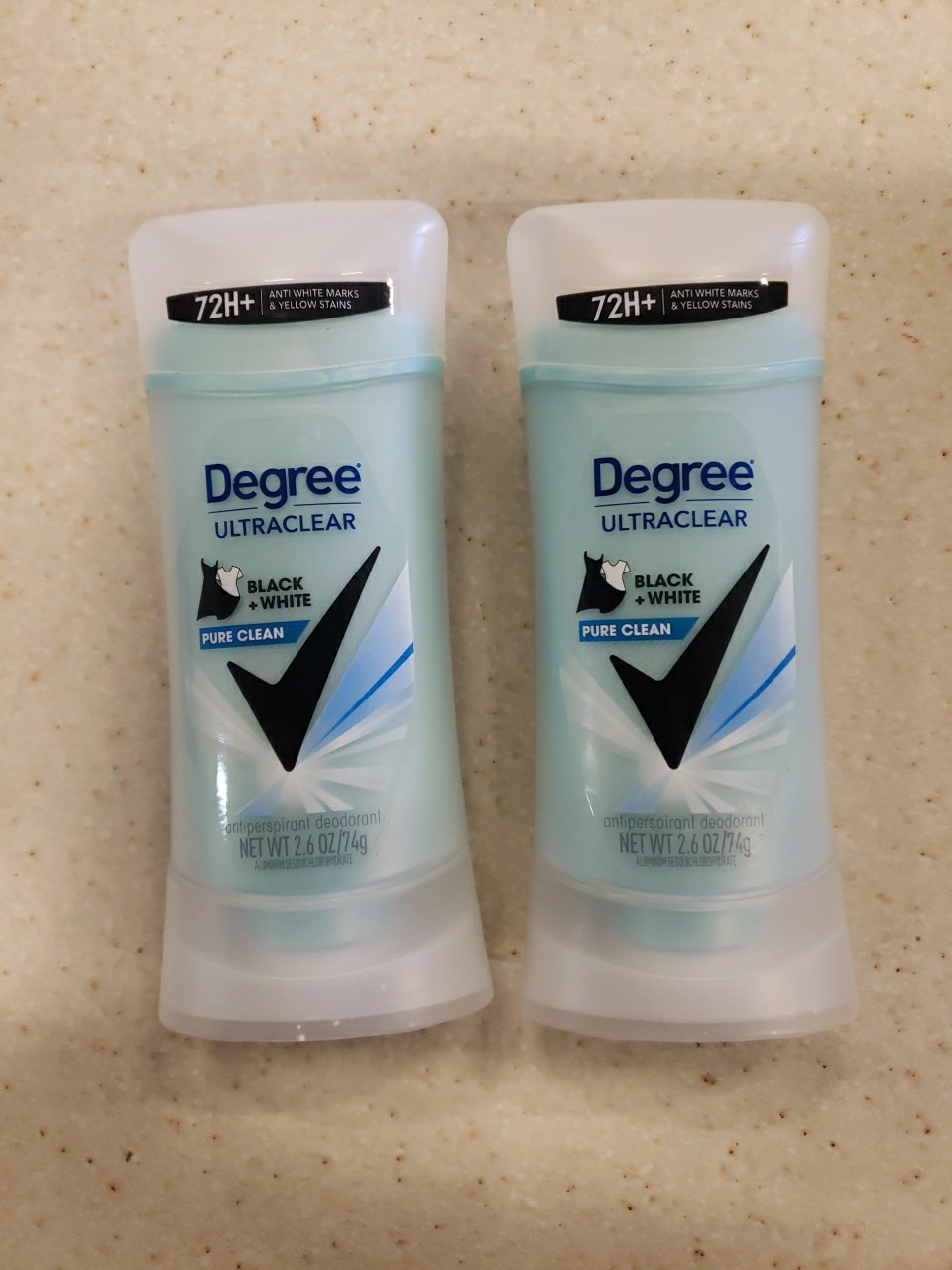 2 Degree Antiperspirant Deodorant Black+White Pure Clean 2.6oz Each Exp 2/26 NEW
