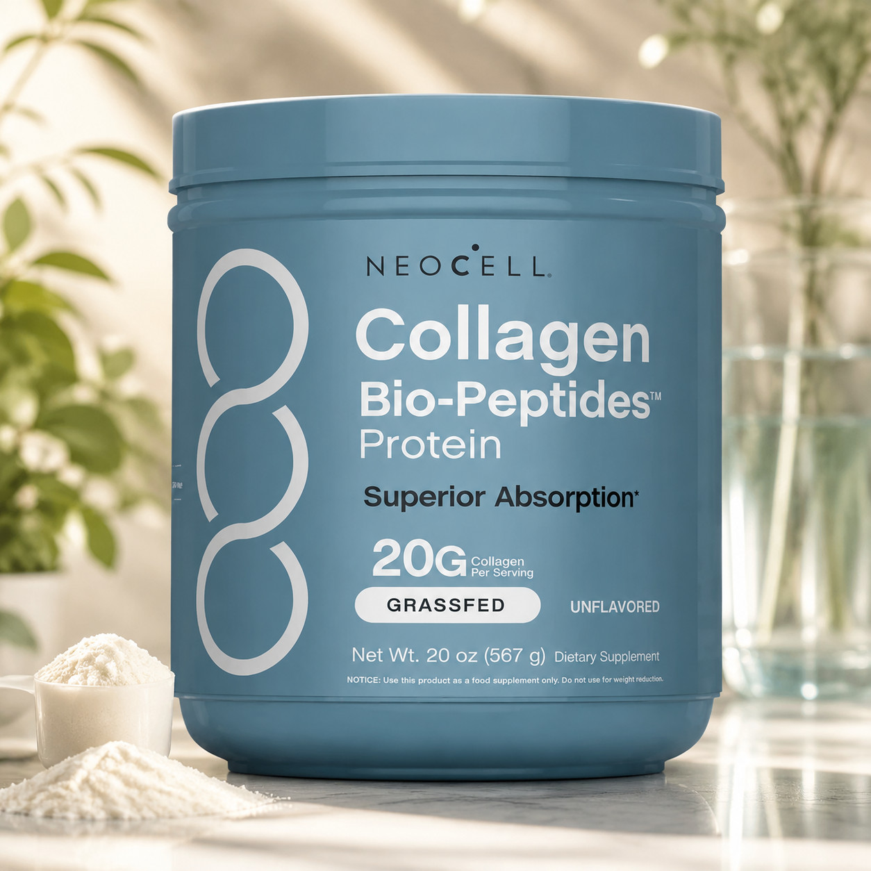 NeoCell Collagen Bio-Peptides Unflavored Protein Powder 20 oz / 567 g