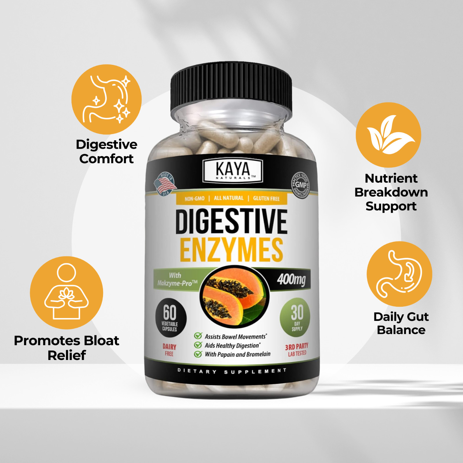 (2 Pack) Digestive Enzymes w/ Prebiotic & Probiotics, Gas, Constipation & Bloat