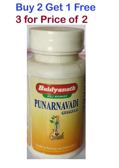 Buy 2 Get 1 FREE Baidyanath Punarnavadi Guggulu (80tab) Relieve Swelling