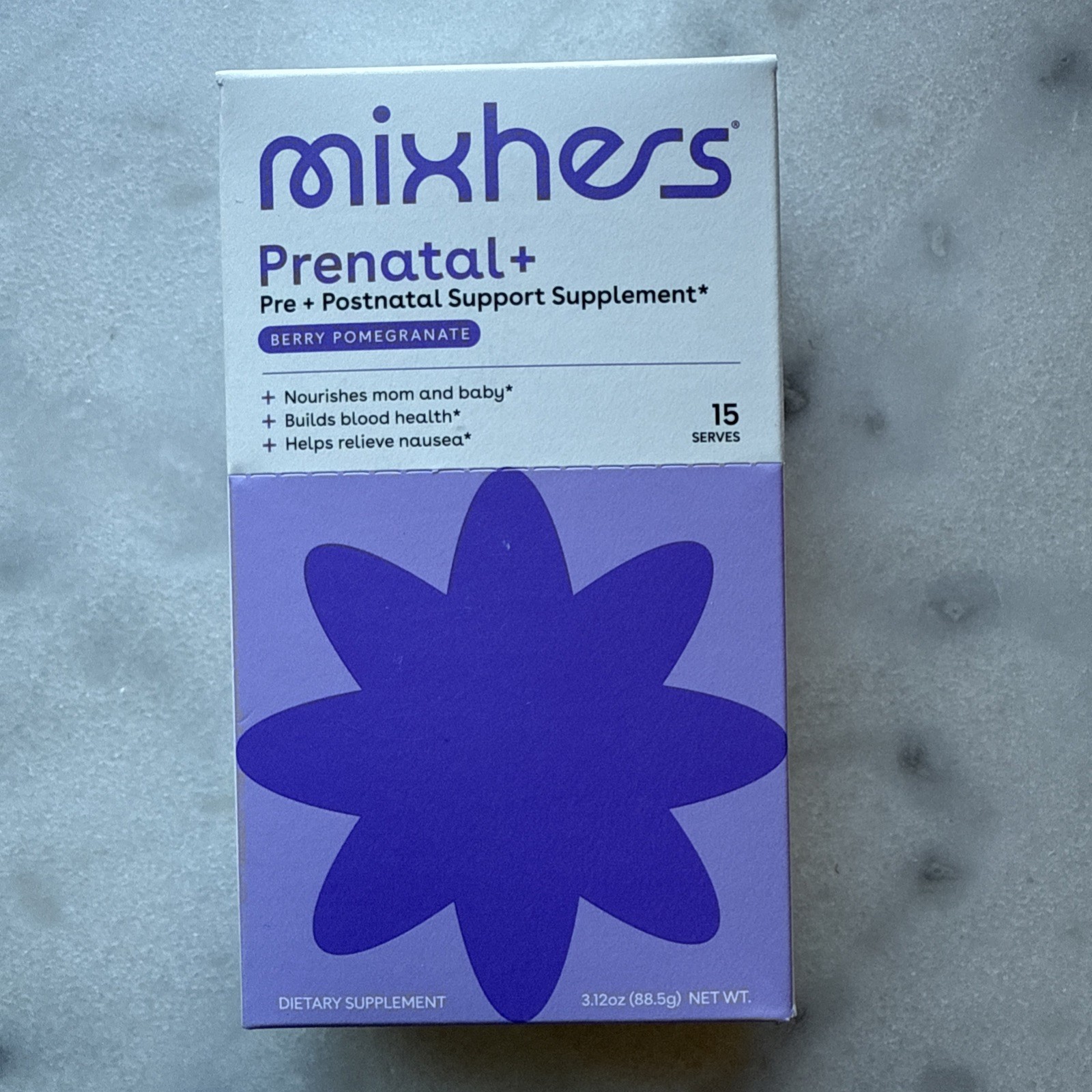Mixhers PRENATAL+ pre&postnatal Support 15 Servings. BB:4/26. BERRY POMEGRANATE!