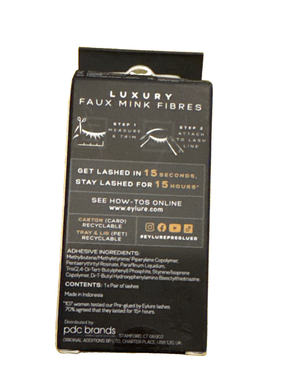 Eylure Pre-Glued False Eyelashes, Luxe Faux Mink Paragon 1 pair (Pack of 1)