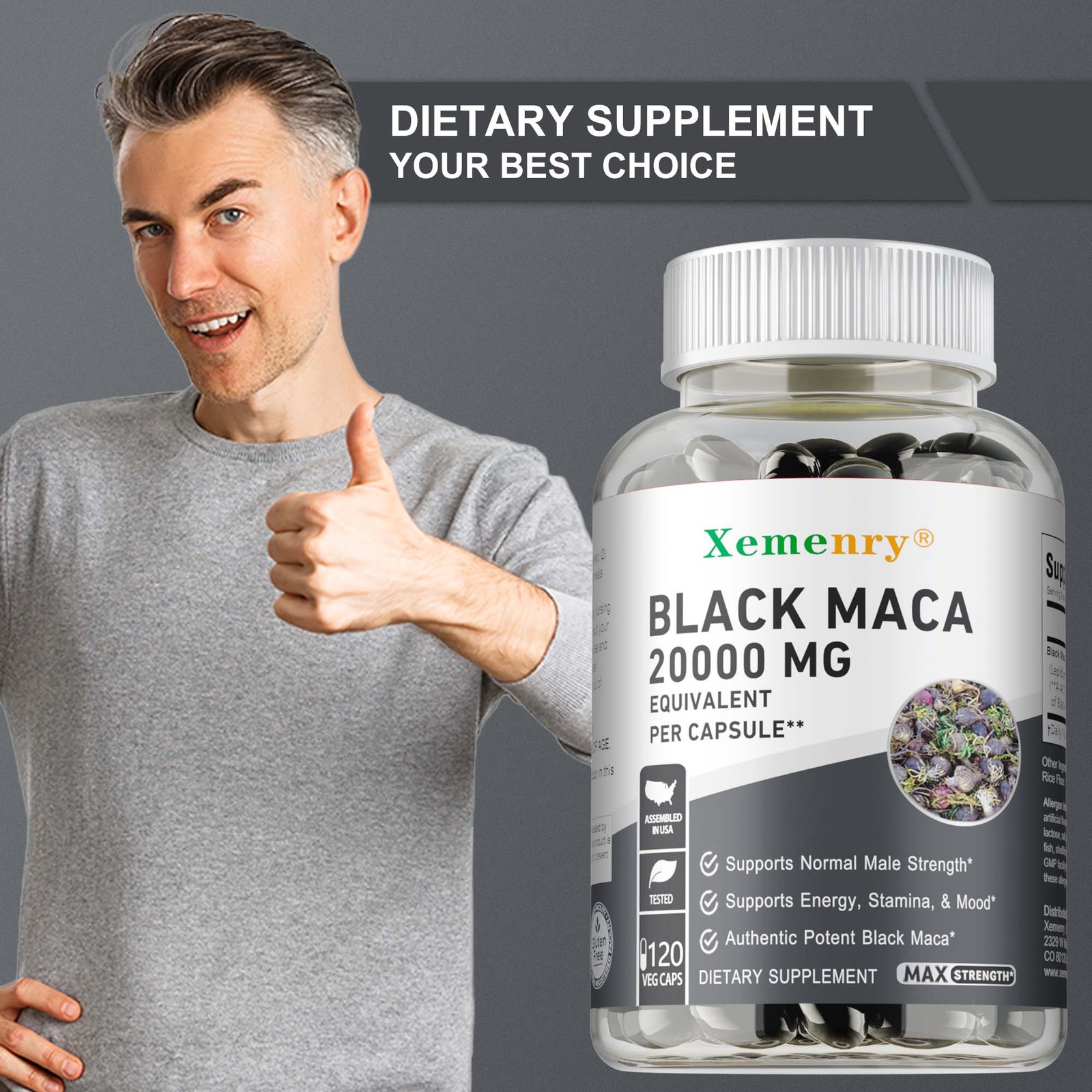 Black Maca Capsules – Testosterone Booster, Support, Energy, Endurance, Desire