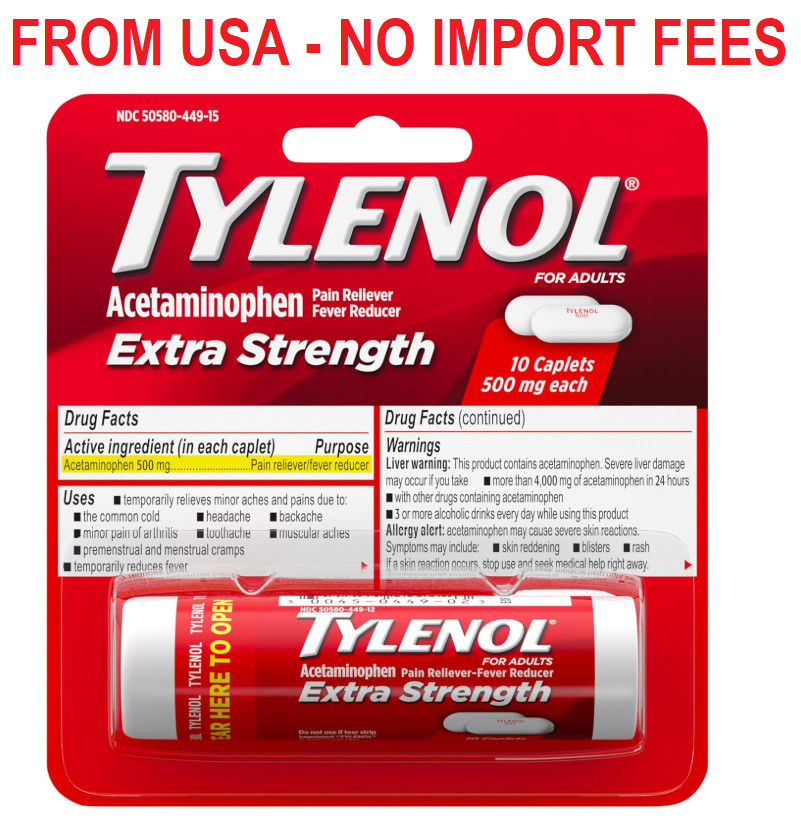 Tylenol Extra Strength 500 mg Acetaminophen Caplets, Pain Reliever & Fever Reduc