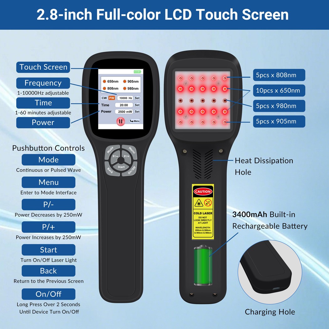 25 Diodes Red Light Therapy Laser Device Chronic Pain Inflammation Healing Home