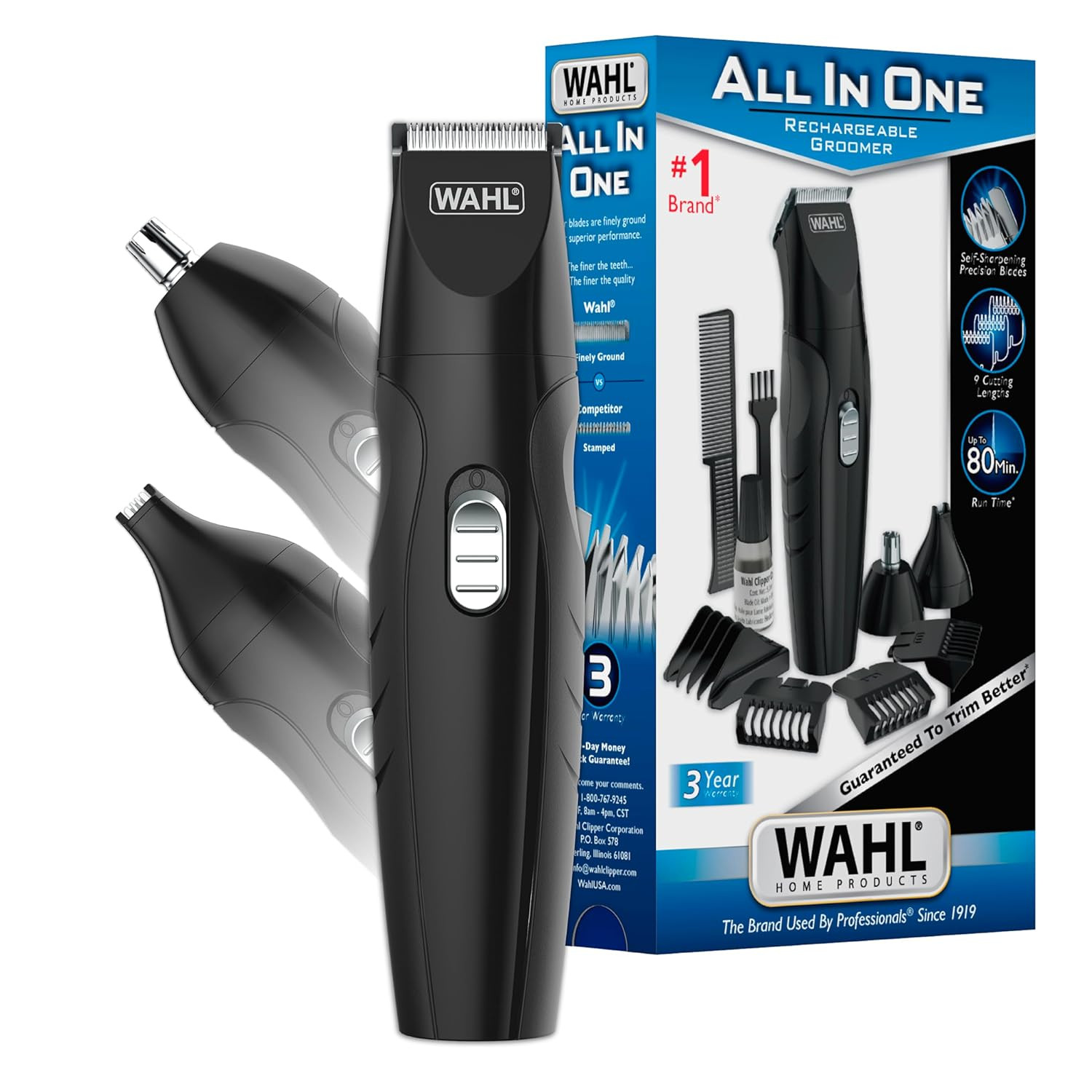 All-In-One Cordless Rechargeable Electric Ear/Nose, Detail, and Beard Trimmer fo