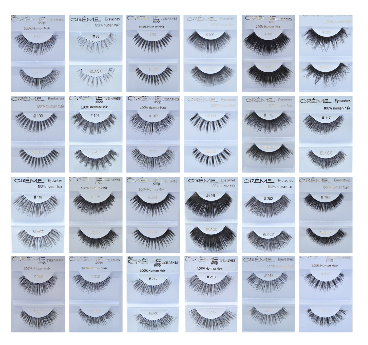 12Pairs,6Pairs Creme Eyelashes 100% Human Hair Eyelashes 24 Style
