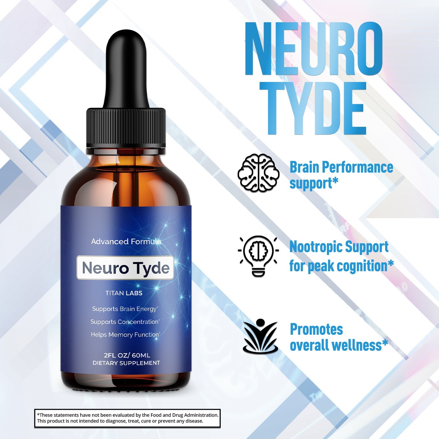(3 Pack) Neuro Tyde Nootropic Brain Health Support Drops NeuroTyde 90 Servings
