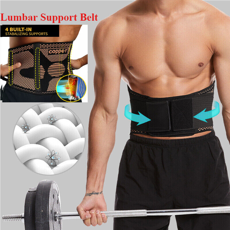 Lower Back Brace Copper Lumbar Support Waist Belt For Men Women Pain Relief