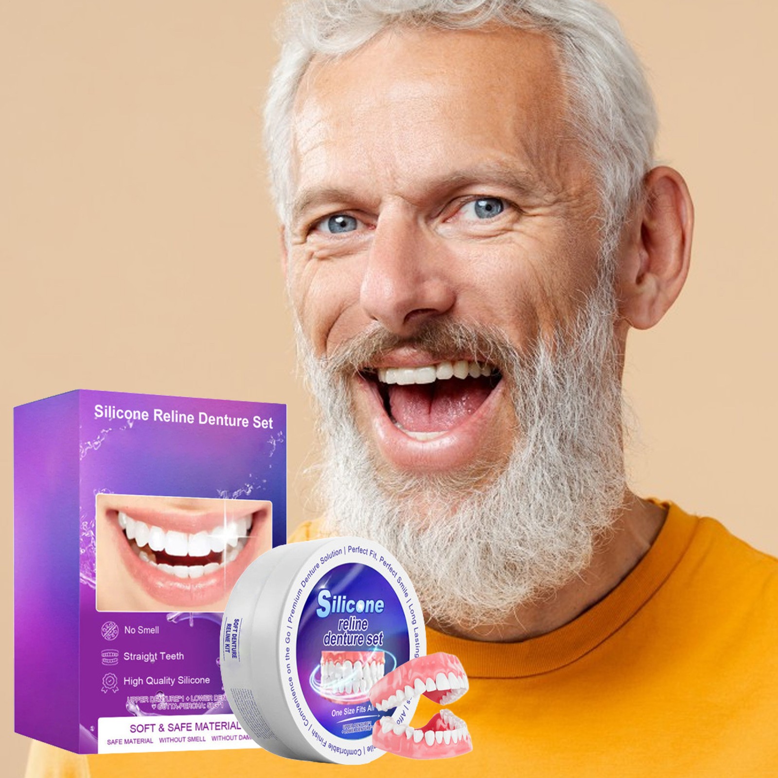 Soft Silicone Temporary Denture Kit Instant Fake Teeth Veneers for Men Women