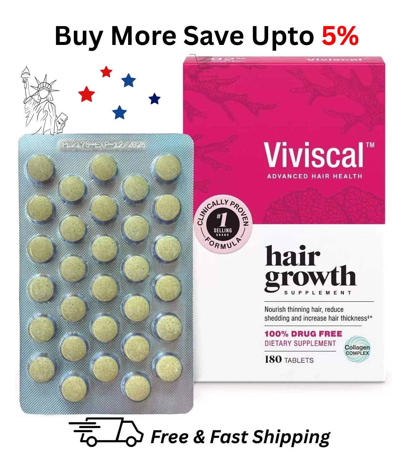 Viviscal Hair Growth Supplement for Women 180 Tablets – 3 Month Supply