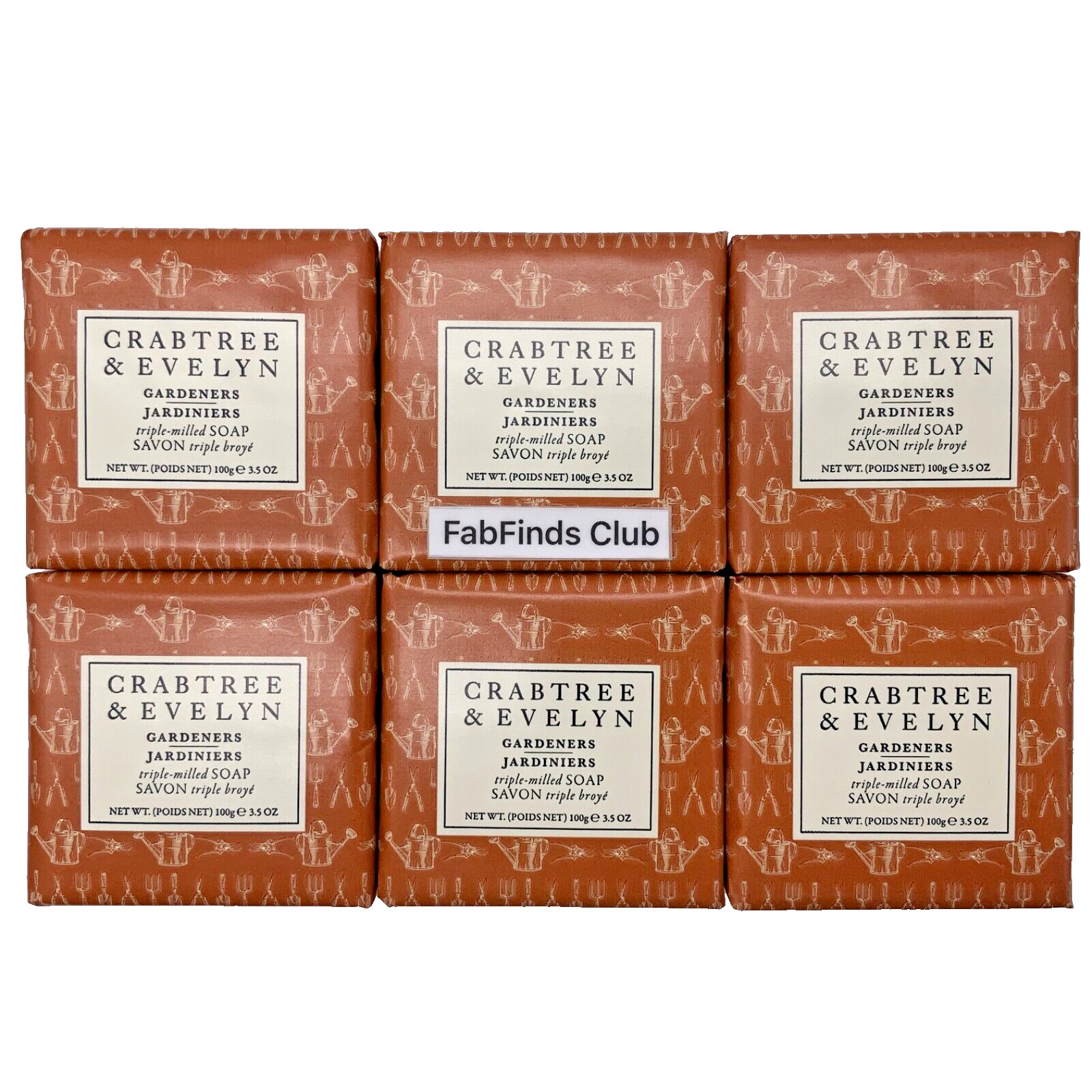 Crabtree & Evelyn Gardeners Bar Soap Triple Milled 21oz (6×3.5oz) 6pc set