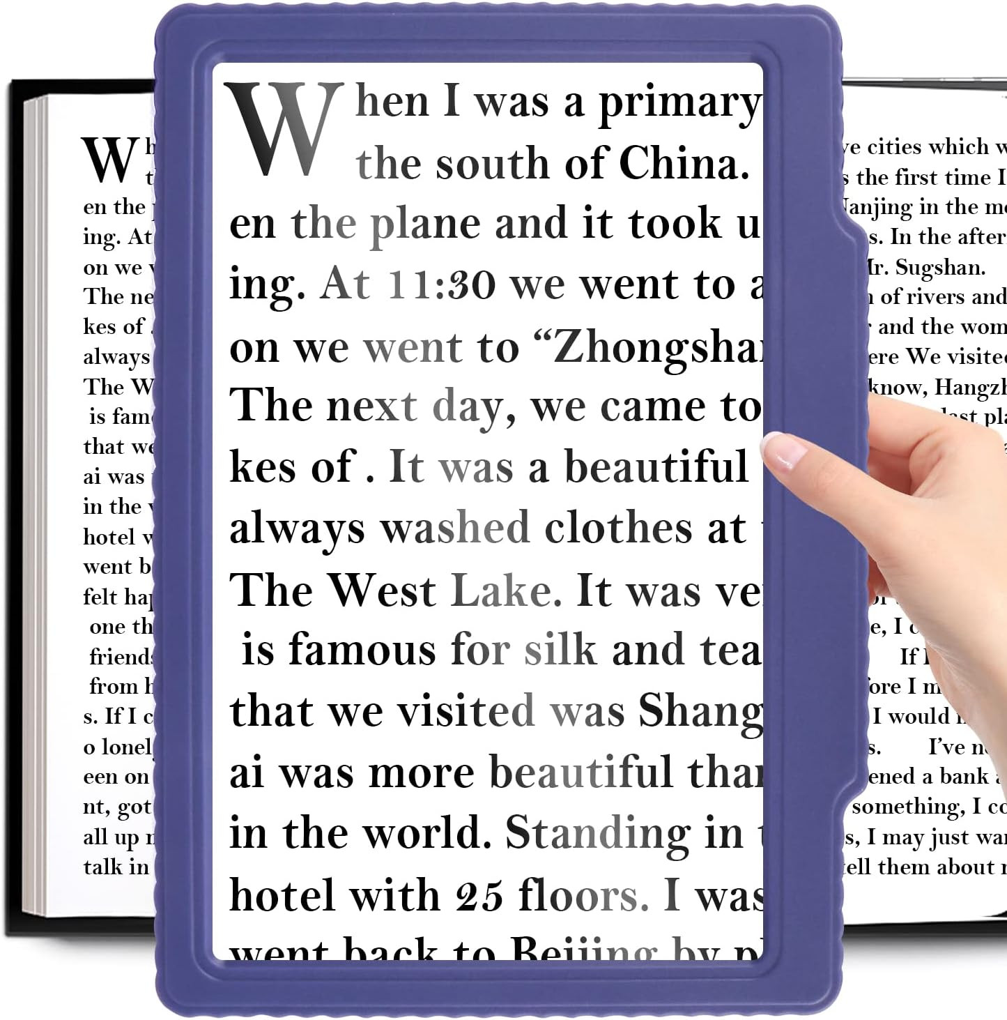 5X Full-Page Magnifying Glass for Reading, Handheld Lightweight Magnifier Provid
