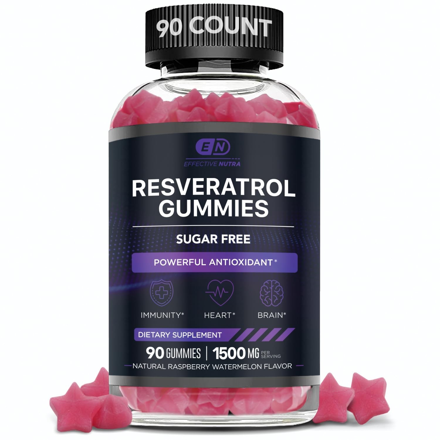 Resveratrol Gummies 1500mg-Sugar Free Supplement for Antioxidant Support,