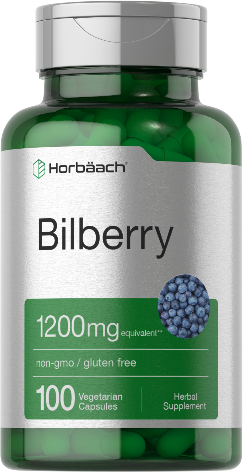 Bilberry Capsules | 1200mg | 100 Count | Vegetarian, Non-GMO | by Horbaach