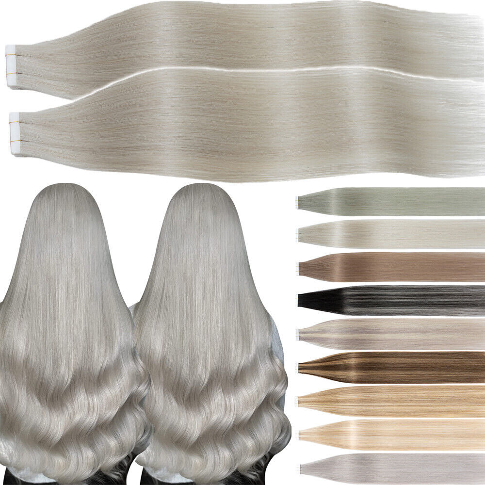 Tape In Remy Human Hair Extensions Thick Full Head Skin Weft CLEARANCE Straight