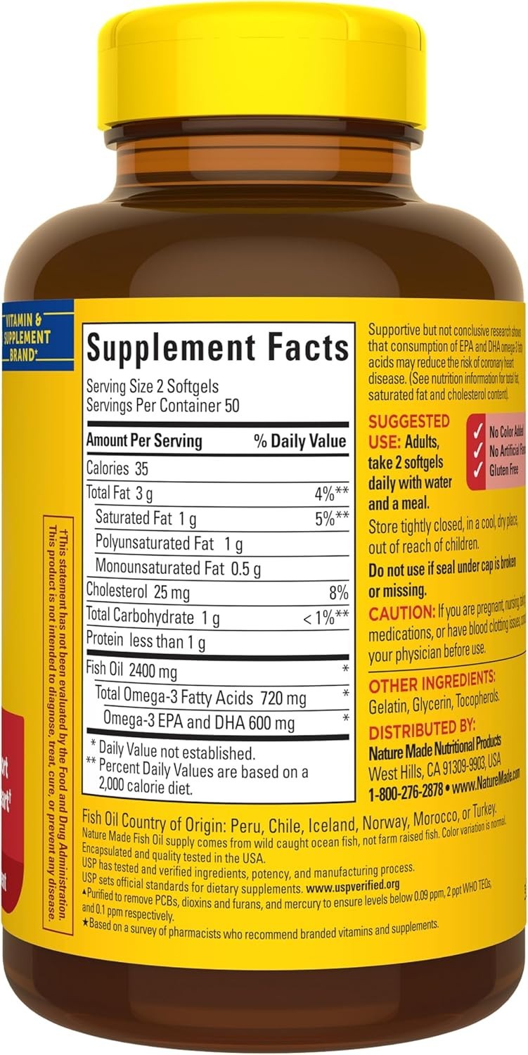 Fish Oil Omega 3 Supplements, 1200mg Softgels, Omega 3 Fish Oil for Healthy H…