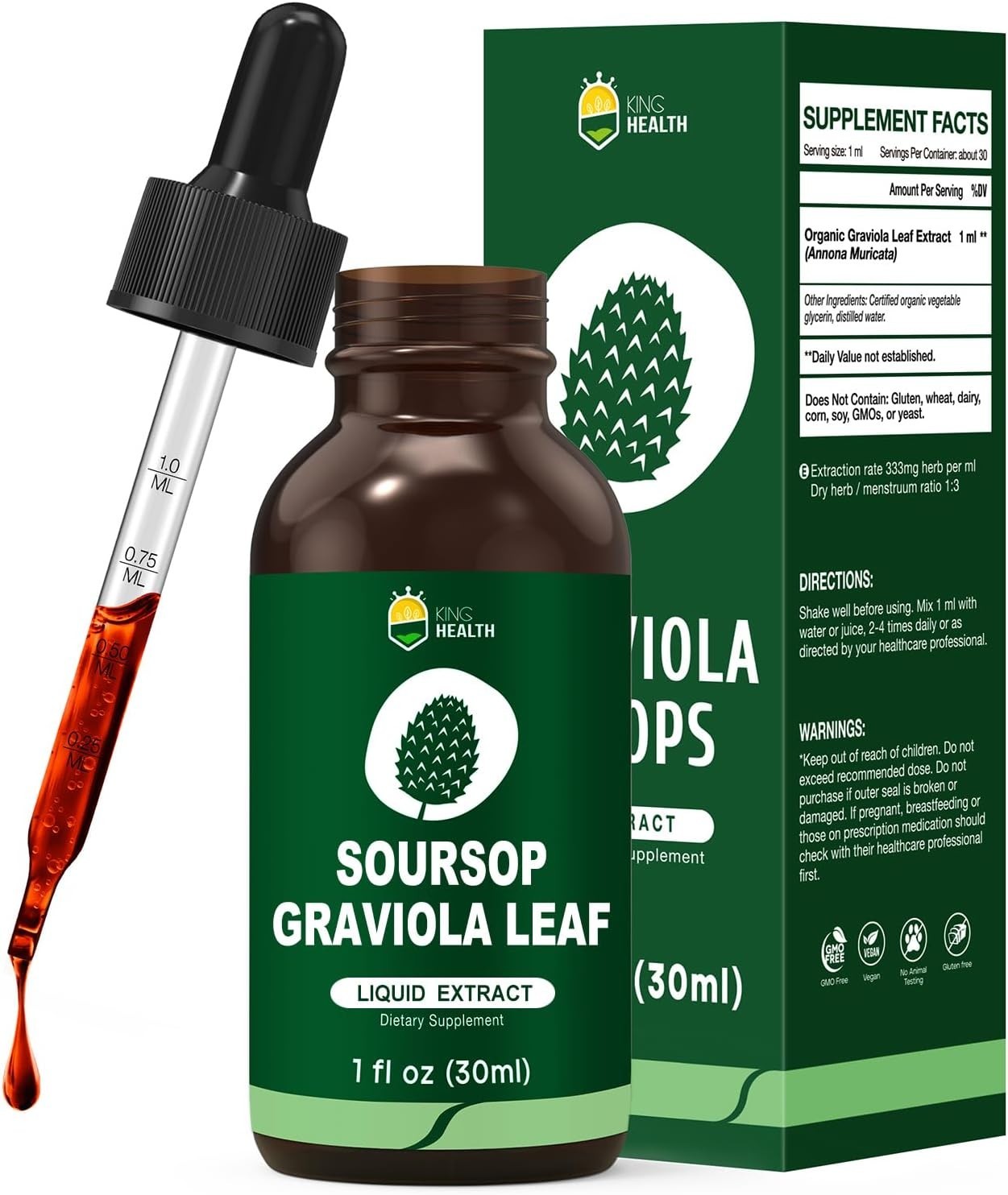 Organic Soursop Graviola Guanabana Leaf Extract Drops Pure Soursop Bitters Li…