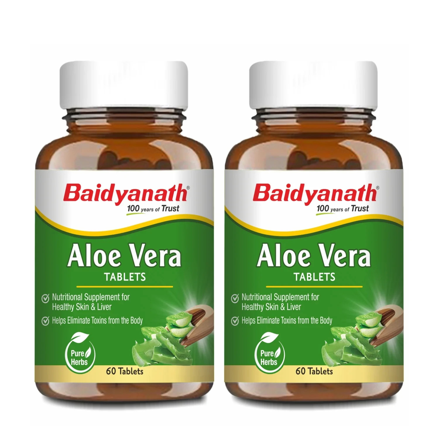 2 x Baidyanath Aloe Vera Plant-Based Ayurvedic Nutritional Supplement, 120 Tabs
